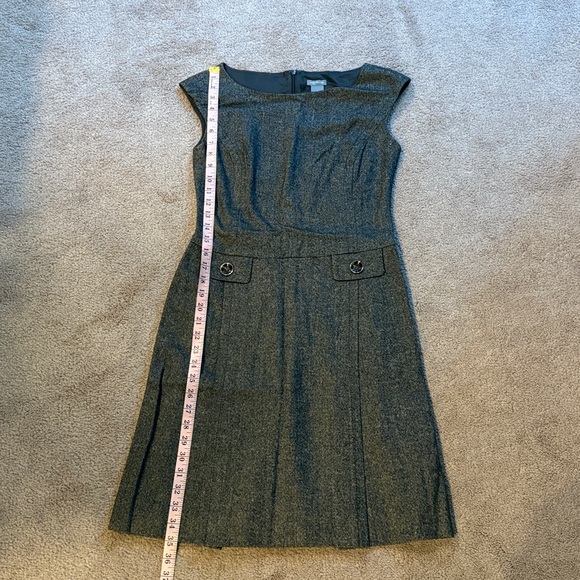 Ann Taylor Virgin Wool Cap Sleeve Dress Suiting Lined Size 0 Brown - Picture 8 of 11